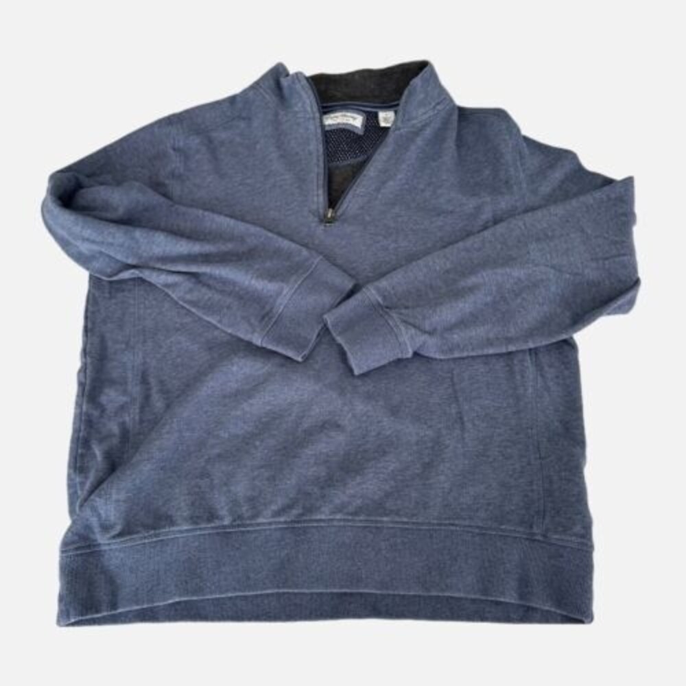 Men's English Laundry 1/4 Zip Pullover Shirt Size L Mock Neck Long Sleeve Blue